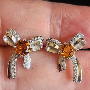 Genius Stud Citrine Earrings in Silver S925